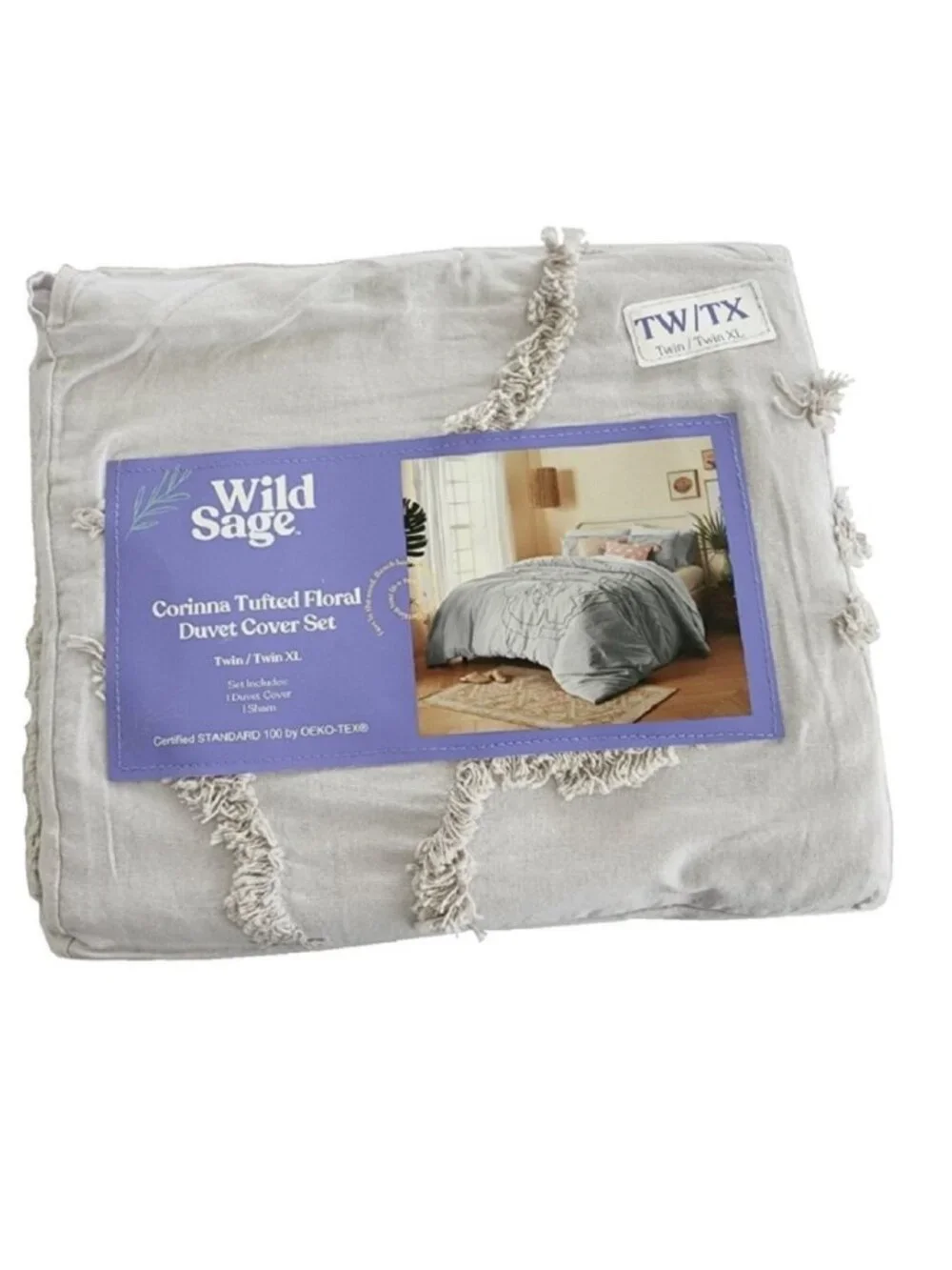 new Wild Sage Corinna 2-pc Cotton TWIN XL Dorm Duvet Cover Set - LUNAR ROCK GRAY